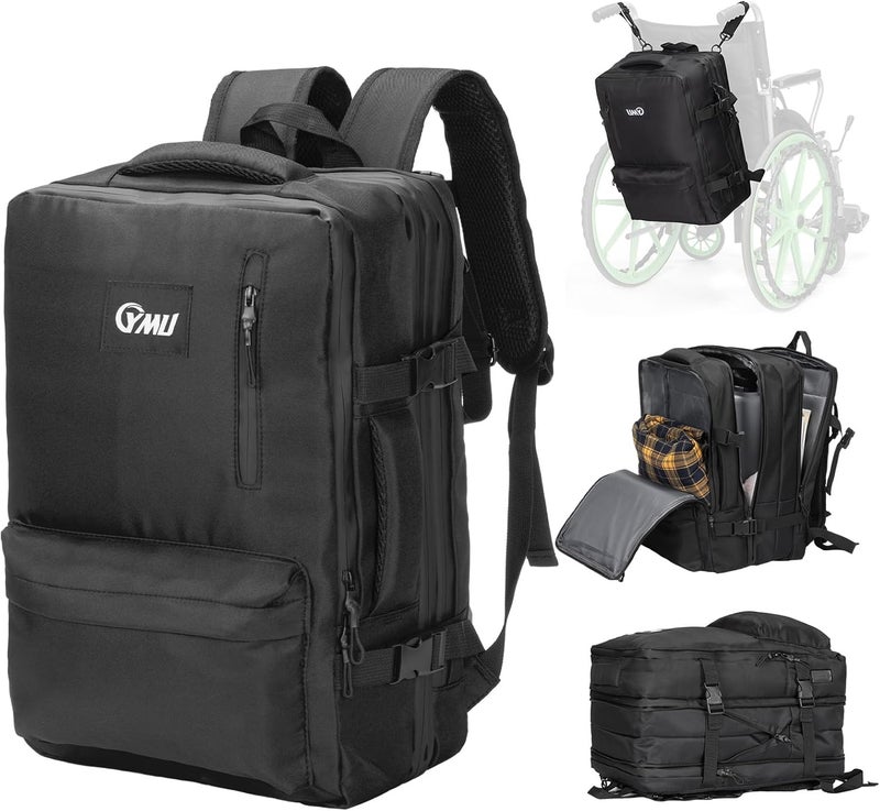 YMU 34L Large Wheelchair Bags to Hang on Back, Wheelchair Backpack Luggage for Travel Long Trip, Storage Bag for Electric Wheelchair Water-Resistant Universal fit Wheelchair Walker Stroller - Image 1